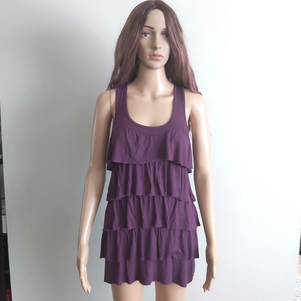 Aritzia Talula purple sleeveless ruffles tunic top racerback